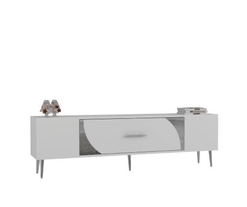 TV-pöytä Dekop2 - Valkoinen, hopea