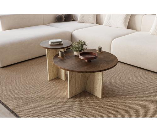 Sohvapöytä Private - Pähkinäpuu, Travertiini