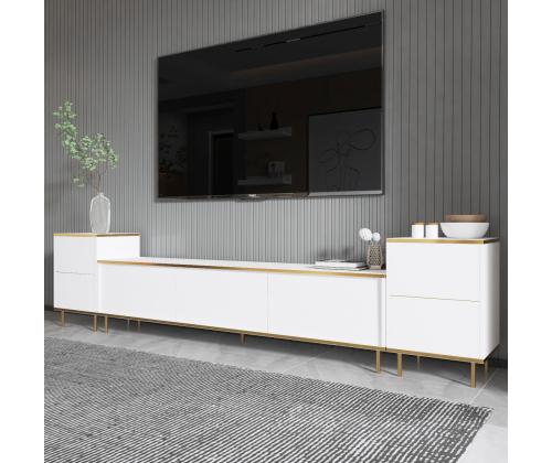TV-pöytä Imaj - Valkoinen, Kulta
