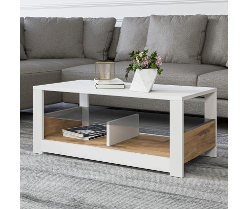 Sohvapöytä Aydos - Valkoinen, Tammi