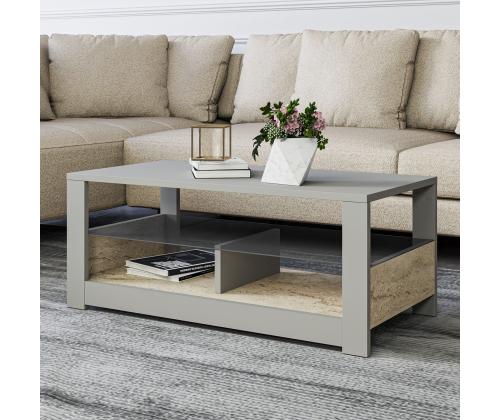 Sohvapöytä Aydos - Harmaa, Travertiini