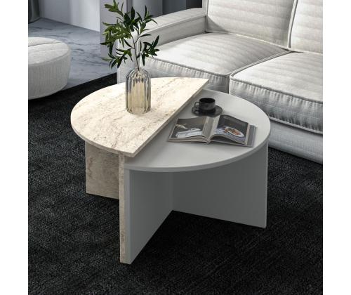 Sohvapöytä Dolunay - Harmaa, Travertiini