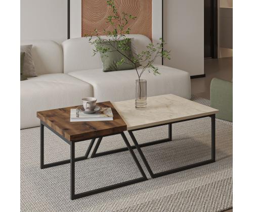 Sohvapöytä Verona P0024623 - Travertiini, Pähkinäpuu Rustic Walnut