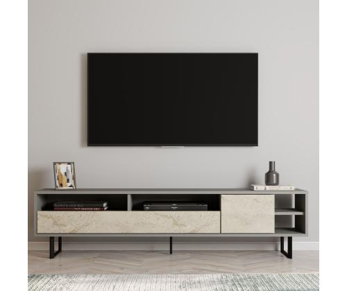 TV-pöytä Luga - Harmaa, Travertiini