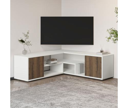 TV laud Rosa - Valkoinen, Antiikki Pähkinäpuu