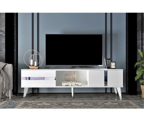 TV-pöytä Vania - Valkoinen, Hopea