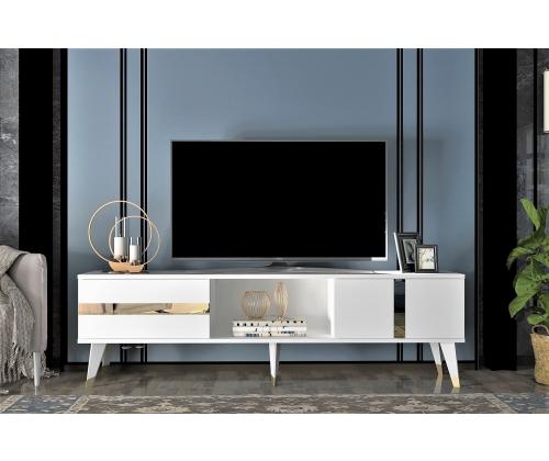 TV-pöytä Vania - Valkoinen, Kulta