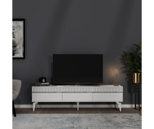TV-pöytä Defne - Valkoinen, hopea