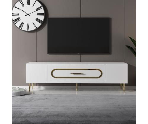 TV-pöytä Dekop3 - Valkoinen, kultainen