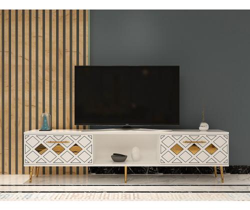 TV laud Dome - Valkoinen, kultainen