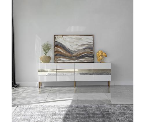 TV laud Leon - Valkoinen, Kulta