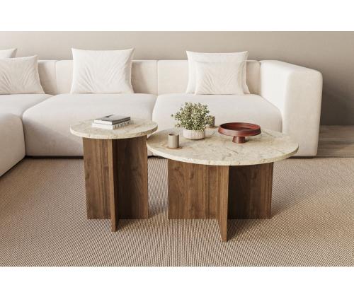 Sohvapöytä Private - Travertiini, pähkinäpuu