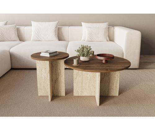 Sohvapöytä Private - Pähkinäpuu, Travertiini