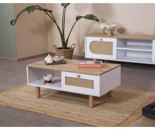 Sohvapöytä Bohem - Valkoinen, Tammi