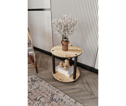Sohvapöytä Kirjahylly 2-tasoinen pyöreä - Tammi