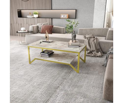 Sohvapöytä Flora - Kulta, Valkoinen