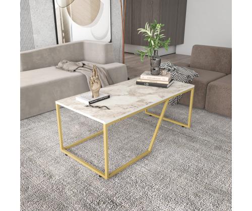 Sohvapöytä Wendy - Valkoinen, kultainen