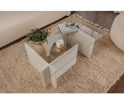 Sohvapöytä Vetrino - Puinen valkoinen