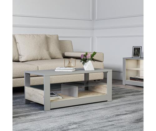 Sohvapöytä Aydos - Harmaa, Travertiini