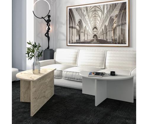 Sohvapöytä Dolunay - Harmaa, Travertiini
