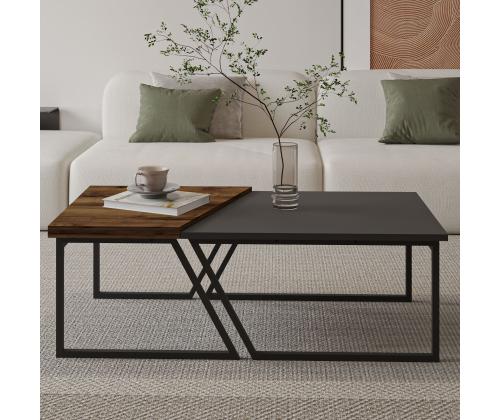 Verona sohvapöytä P0024623 - Antrasiitti, pähkinäpuu maalaistyylinen