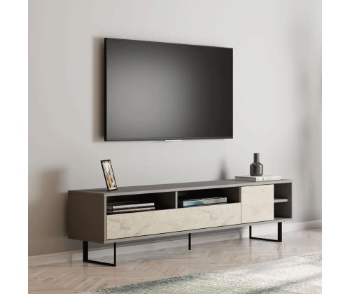 TV-pöytä Luga - Harmaa, Travertiini