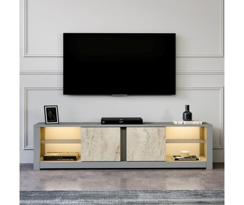 TV-pöytä Aydos - Harmaa, Travertiini