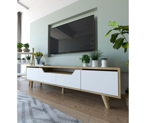 TV laud Roma 180 - Sapphire Oak, Valkoinen