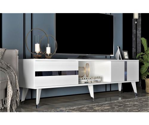 TV-pöytä Vania - Valkoinen, Hopea