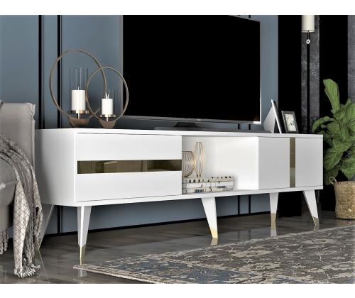 TV-pöytä Vania - Valkoinen, Kulta