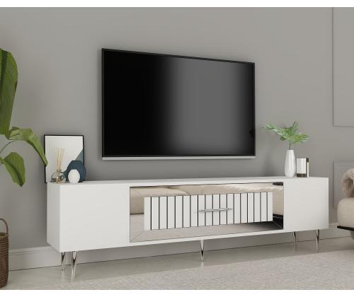 TV-pöytä Dekolp3 - Valkoinen, hopea