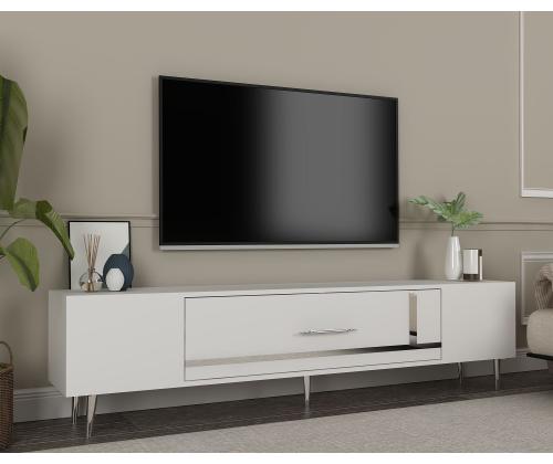 TV-pöytä Dekop1 - Valkoinen, hopea