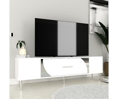 TV-pöytä Dekop2 - Valkoinen, hopea