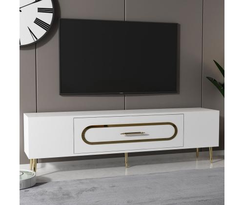 TV-pöytä Dekop3 - Valkoinen, kultainen