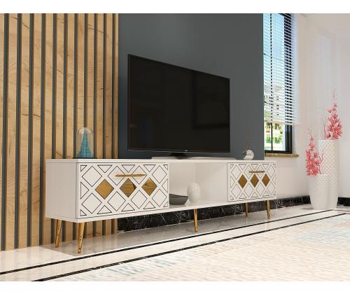 TV laud Dome - Valkoinen, kultainen