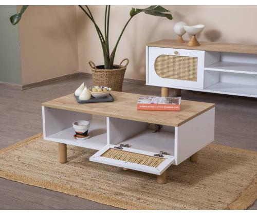 Sohvapöytä Bohem - Valkoinen, Tammi