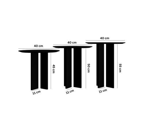 Sohvapöytä Leo (55 + 50 + 45) - Musta