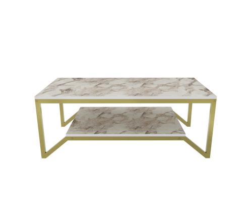 Sohvapöytä Flora - Kulta, Valkoinen