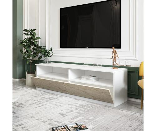 TV laud Centra - Valkoinen, Travertiini