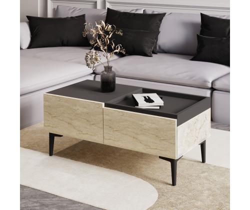 Sohvapöytä Mia - Travertiini, Antrasiitti