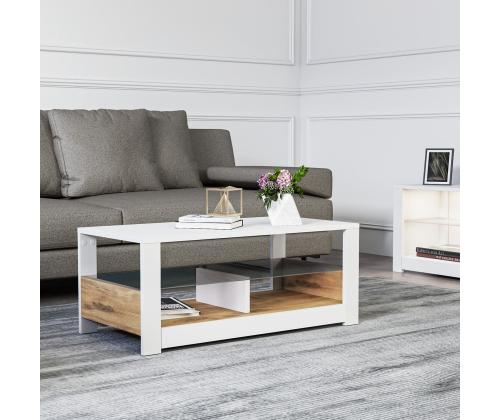 Sohvapöytä Aydos - Valkoinen, Tammi