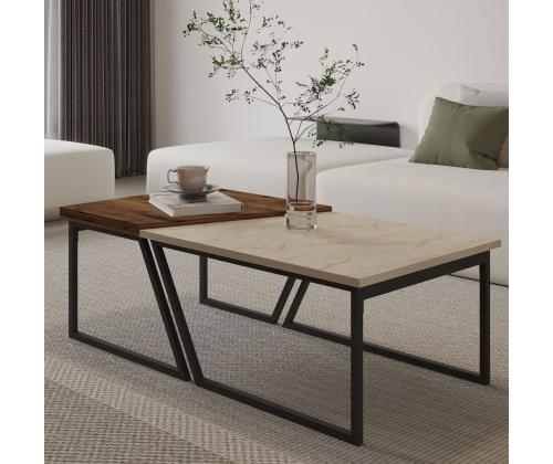 Sohvapöytä Verona P0024623 - Travertiini, Pähkinäpuu Rustic Walnut