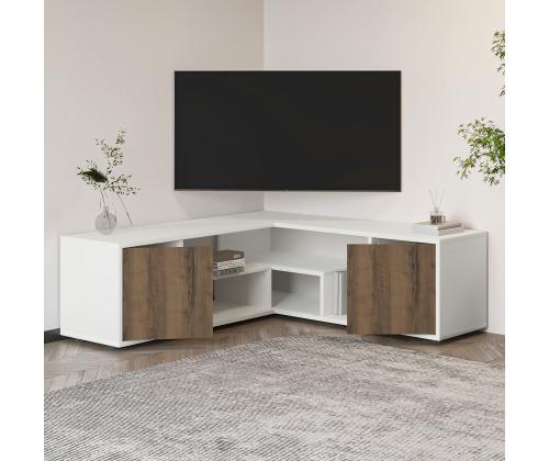 TV laud Rosa - Valkoinen, Antiikki Pähkinäpuu