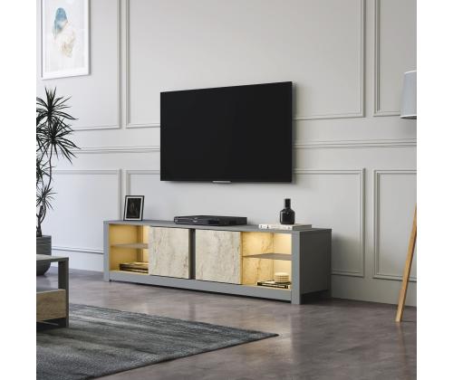 TV-pöytä Aydos - Harmaa, Travertiini