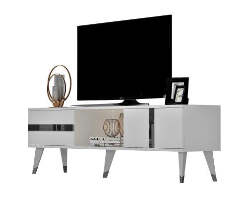 TV-pöytä Vania - Valkoinen, Hopea