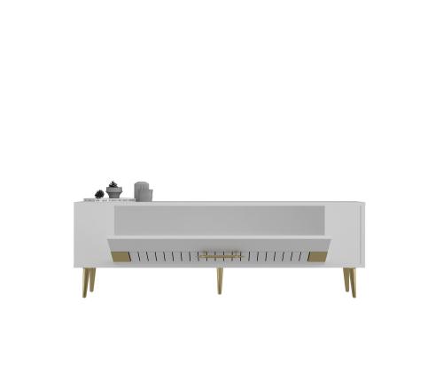 TV laud Retrolp4 - Valkoinen, kultainen