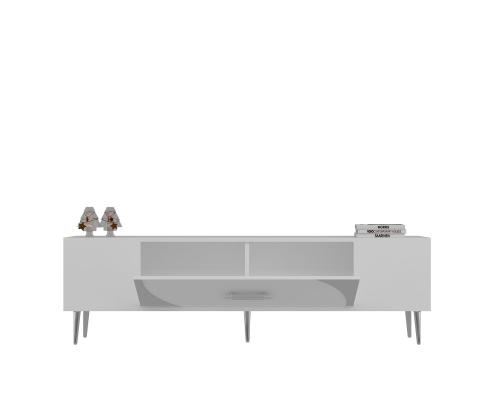 TV-pöytä Dekop2 - Valkoinen, hopea