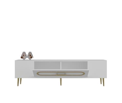 TV-pöytä Dekop3 - Valkoinen, kultainen