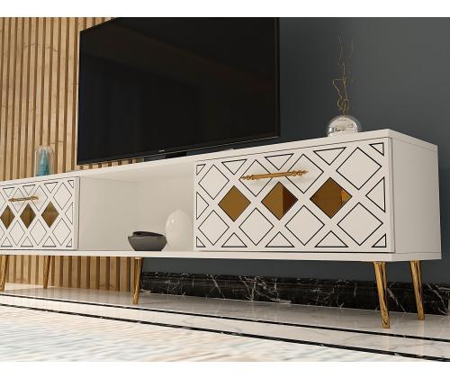 TV laud Dome - Valkoinen, kultainen