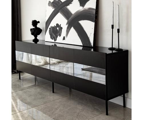 TV-pöytä Leon - Musta, Fume